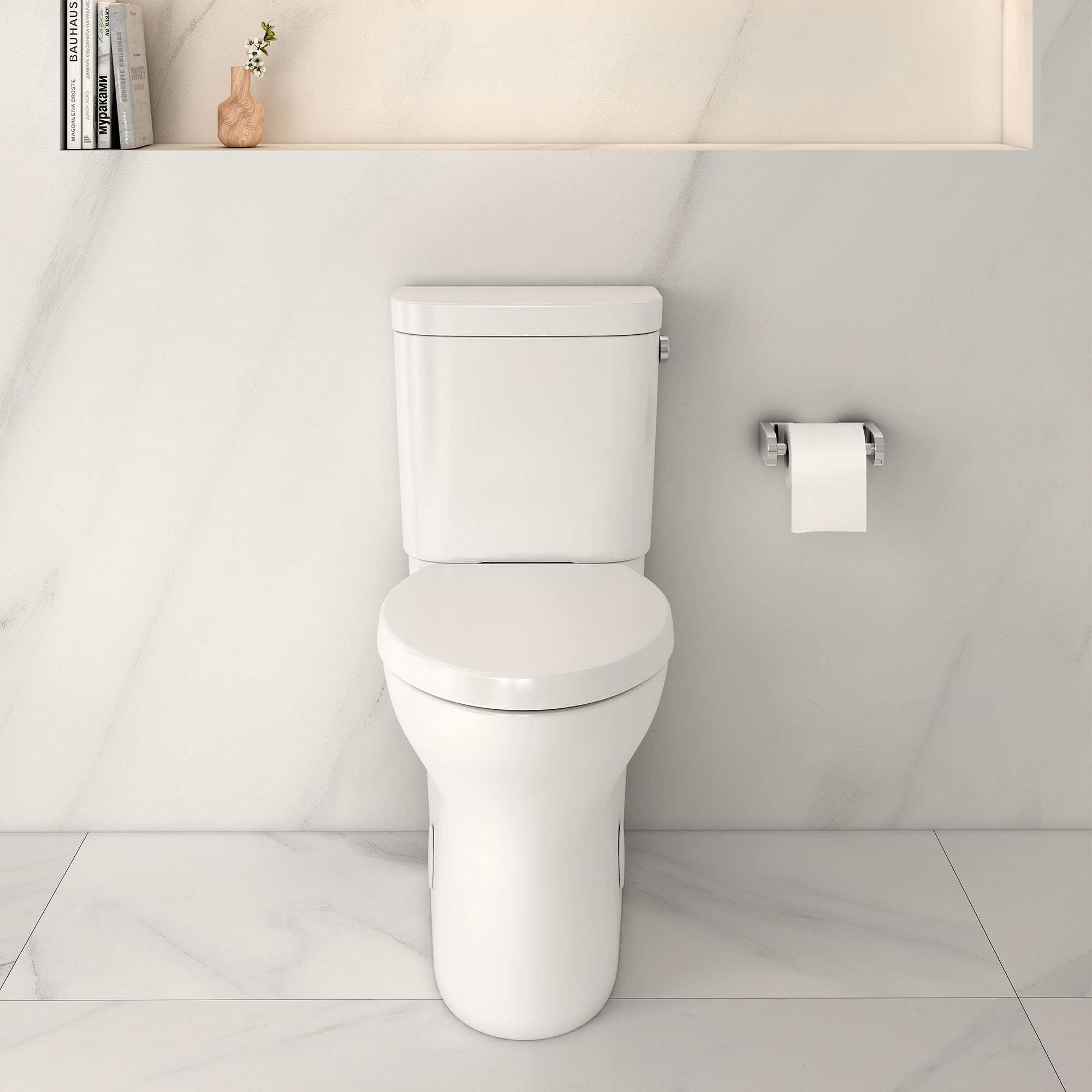 Equility® Two-Piece Chair-Height Right-Hand Trip Lever Elongated Toilet with Seat